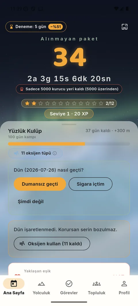 Tar2Star ana ekranı