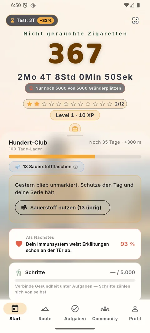 Startbildschirm mit persönlichem Foto als Hintergrund